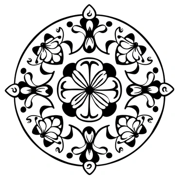 A mandala designed with intricate patterns featuring multiple butterflies arranged symmetrically in a circular formation. Each butterfly displays unique wing patterns, creating a harmonious flow throughout the design. The outer edges of the mandala are defined with delicate decorative elements, enhancing the overall structure. The inner section showcases a larger butterfly at the center, surrounded by smaller butterflies in layers, forming a visually balanced composition.