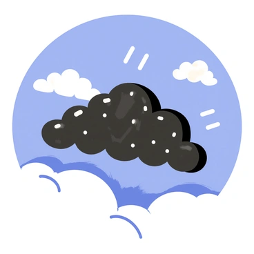 Caviar beads resembling small black clouds float in a bright blue sky. Each bead is glossy, reflecting sunlight and casting tiny shadows on the clouds below. Wispy white clouds drift around the caviar, enhancing the surreal scene. The sunlight creates a shimmering effect on the caviar, making it appear almost ethereal, as if it is suspended in a dreamlike atmosphere.