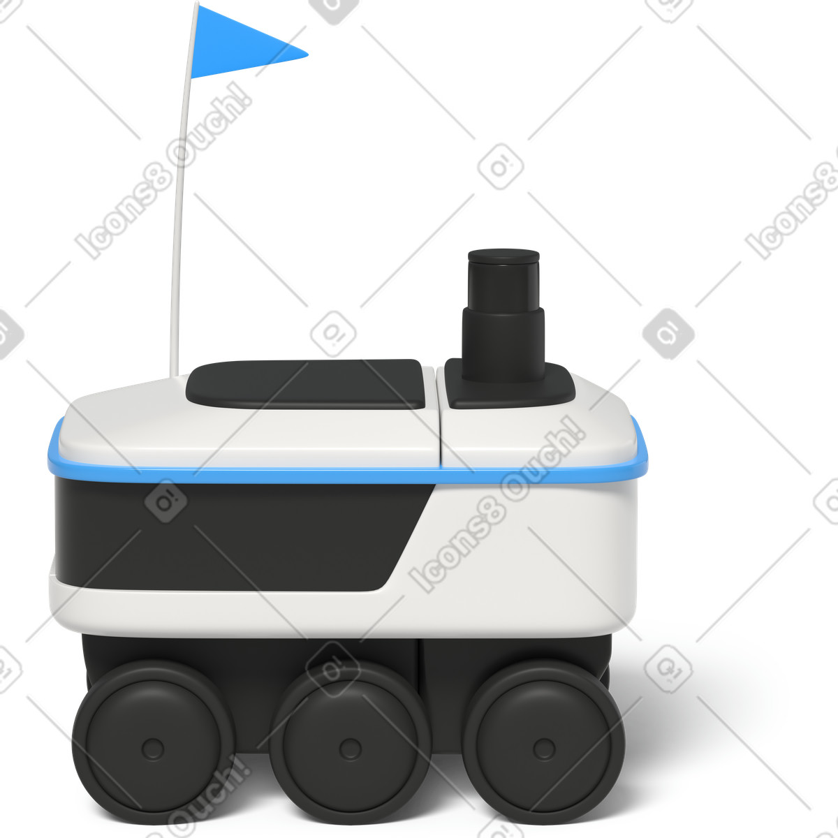 3D Business 스타일의 Delivery robot side view 일러스트레이션 PNG, SVG 다운로드