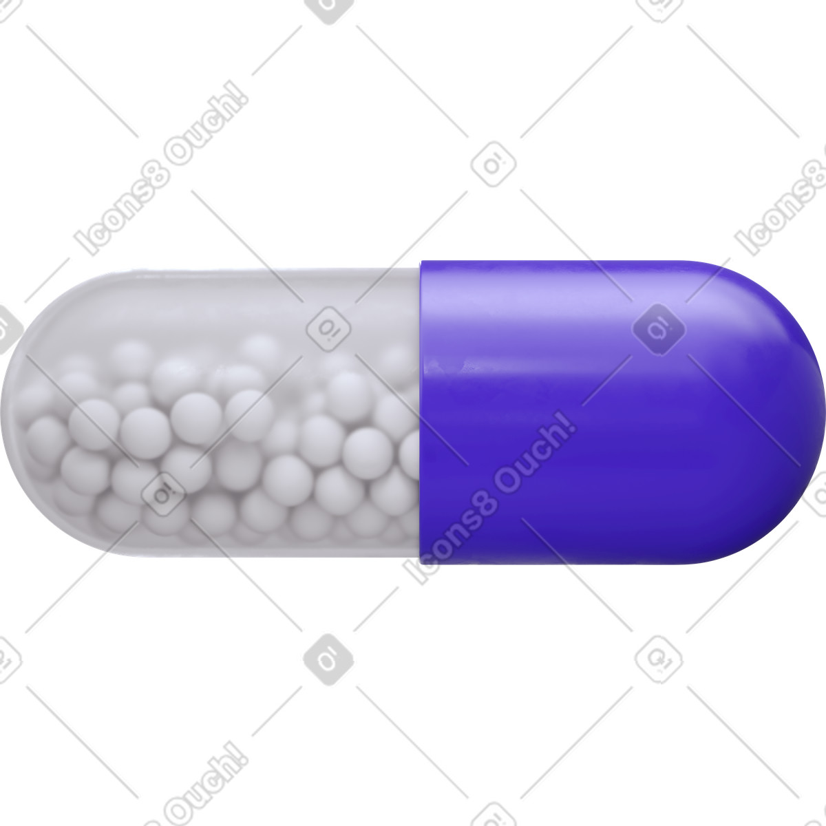 Purple capsule with granules illustrazione in stile 3D Business scarica in PNG, SVG