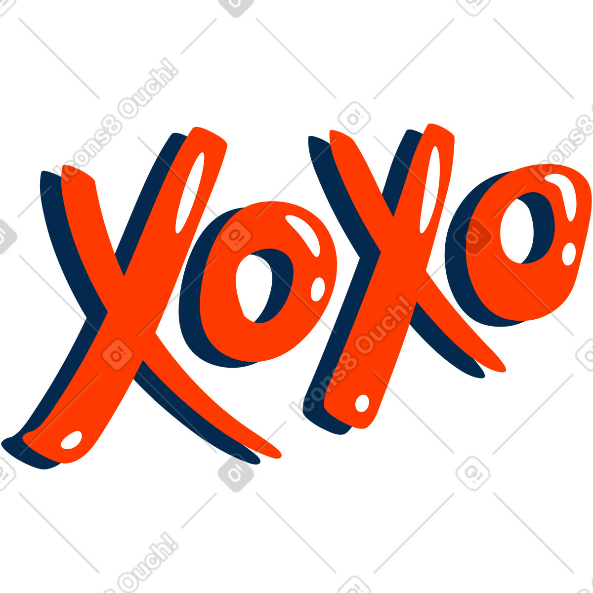Xoxo-Illustration im Flame-Stil als Download in PNG, SVG