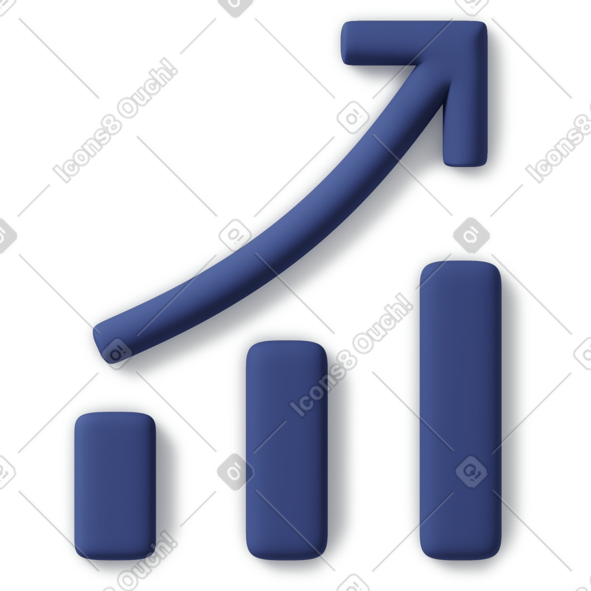 Wachstumsdiagramm mit pfeilsymbol-Illustration im 3D Business-Stil als Download in PNG, SVG
