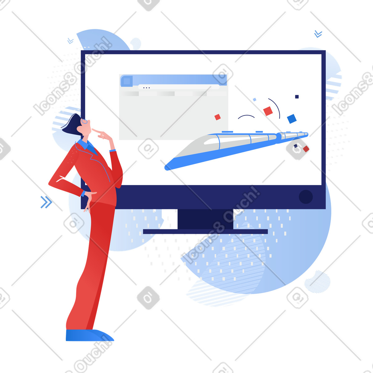 Choosing a ticket illustration in Clip style download in PNG, SVG