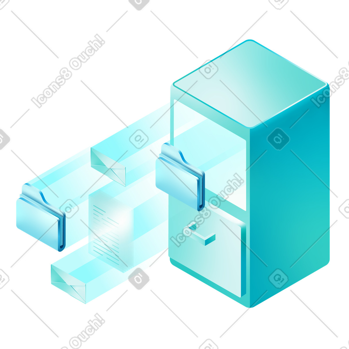 Storage drawer for files and documents animated illustration in GIF, Lottie (JSON), AE