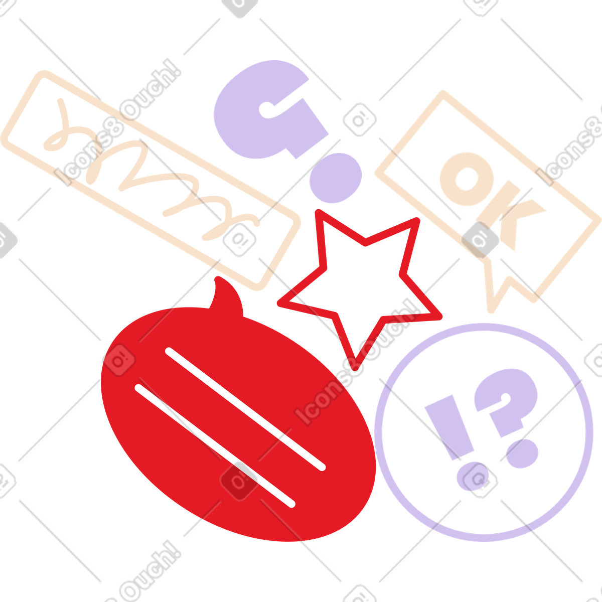 Speech bubbles and reactions with questions illustration clipart for reaction graphics