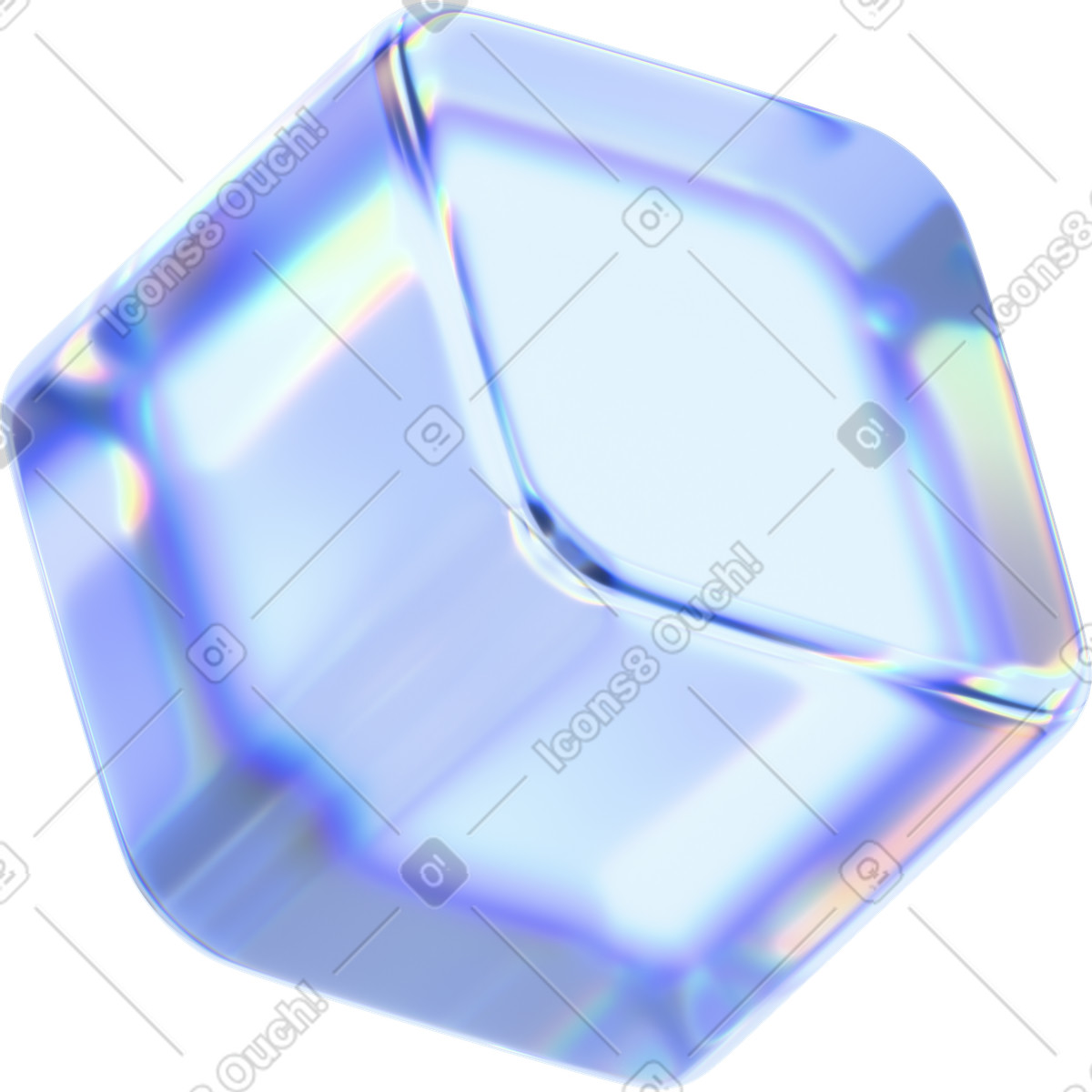 Cubo riflettente illustrazione animata in stile 3D Glassy scaricabile in GIF, Lottie (JSON), AE
