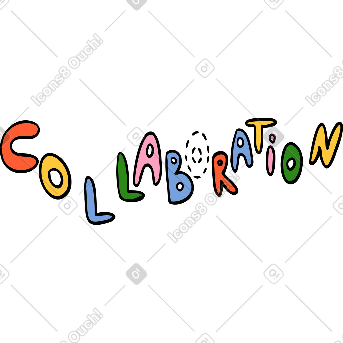 Illustration Texte de collaboration dans le style Comic à télécharger aux formats PNG, SVG