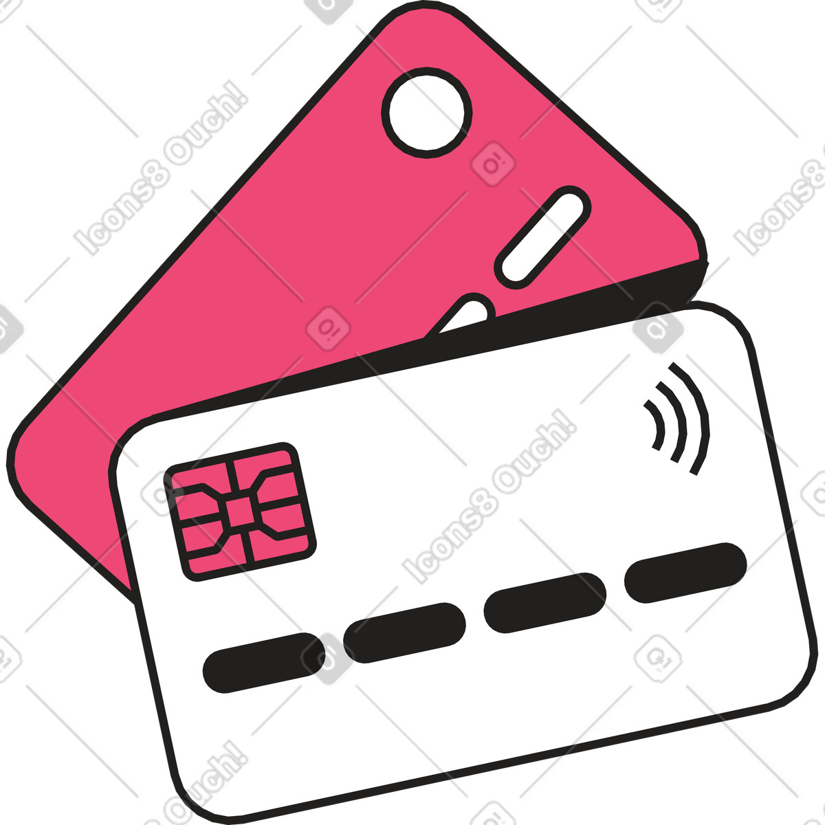 Dazzle Line スタイルの 2枚の銀行カード のイラストをPNG、SVG形式でダウンロード