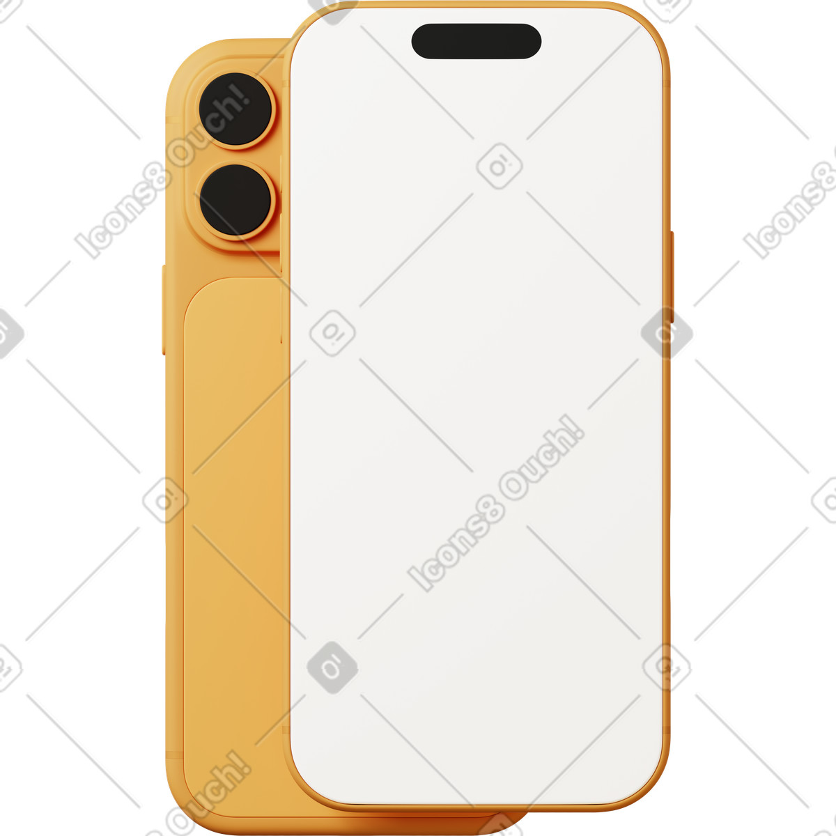 Yellow phones illustrazione in stile 3D Casual life scarica in PNG, SVG