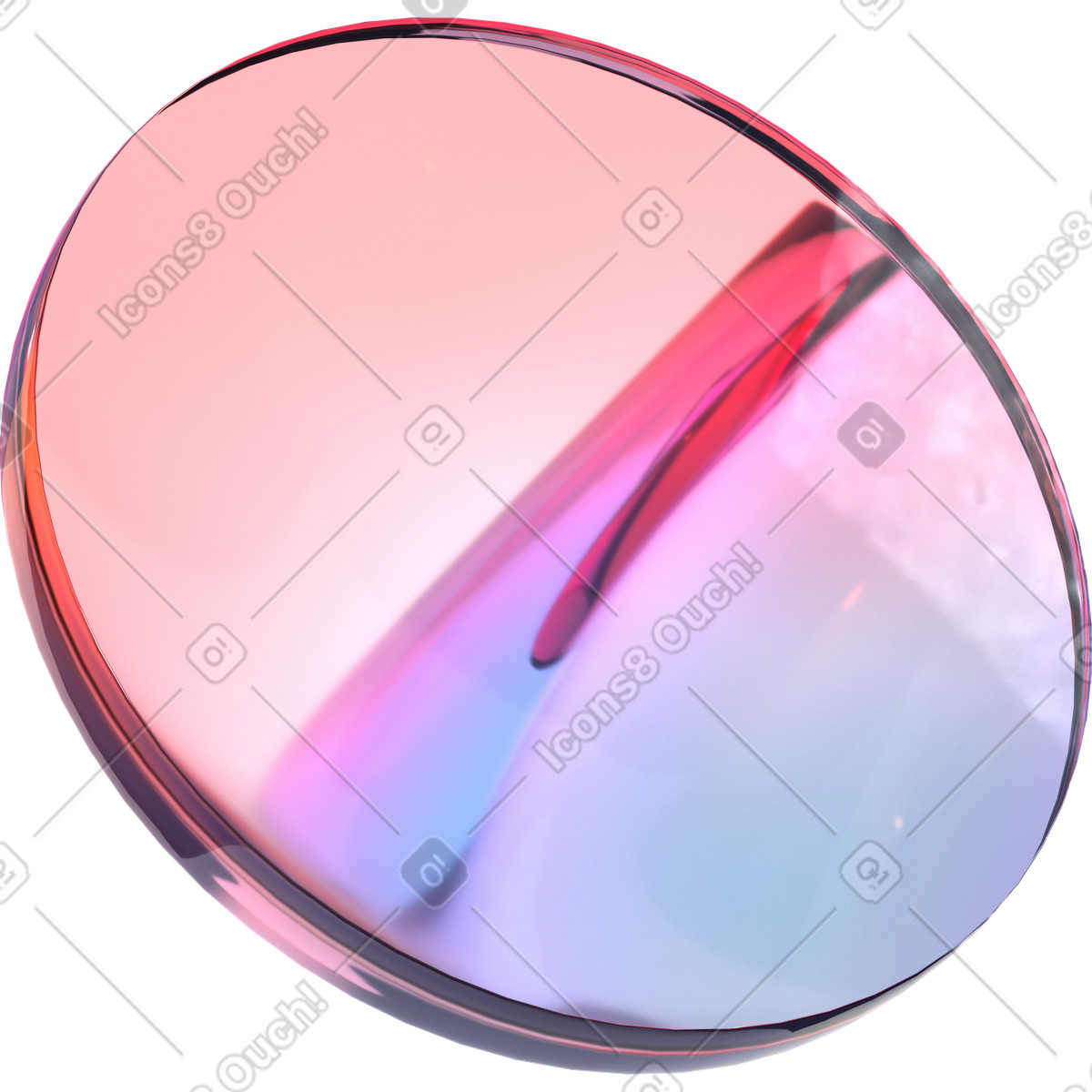 Lente sfumata con riflesso illustrazione in stile 3D Glassy scarica in PNG, SVG