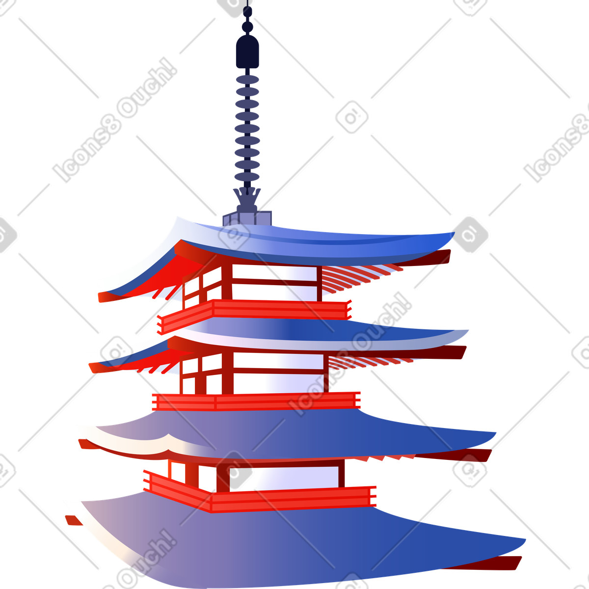Illustration Senso-ji le soir dans style Vivid à télécharger aux formats PNG, SVG