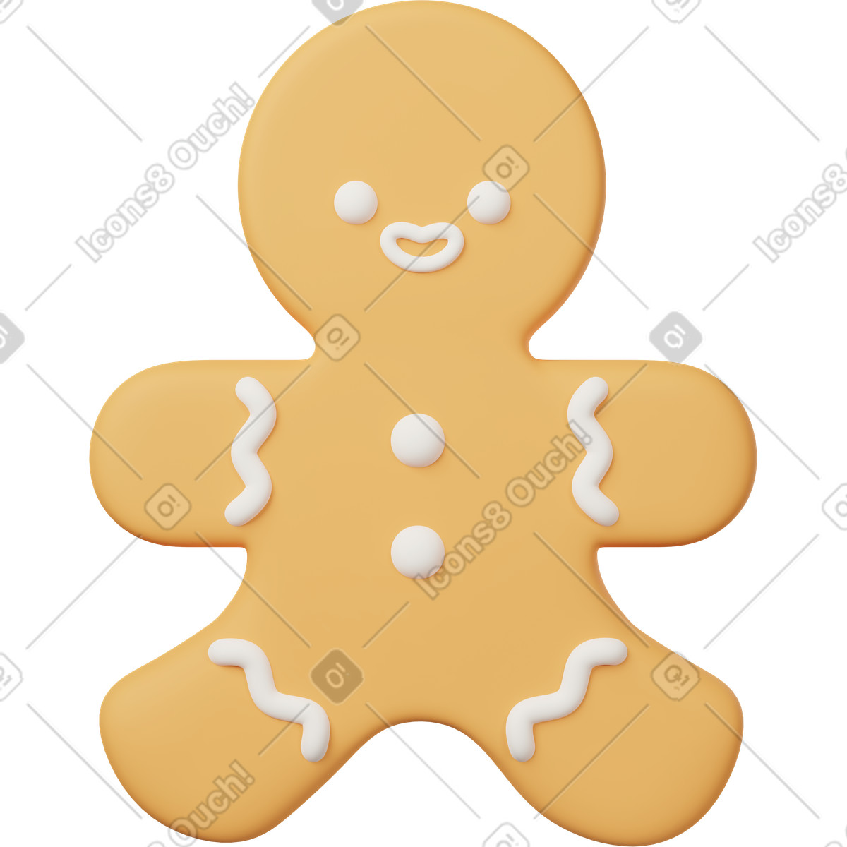 Ilustração de Gingerbread man cookie with white glaze outline em no estilo 3D Casual life para baixar em PNG, SVG