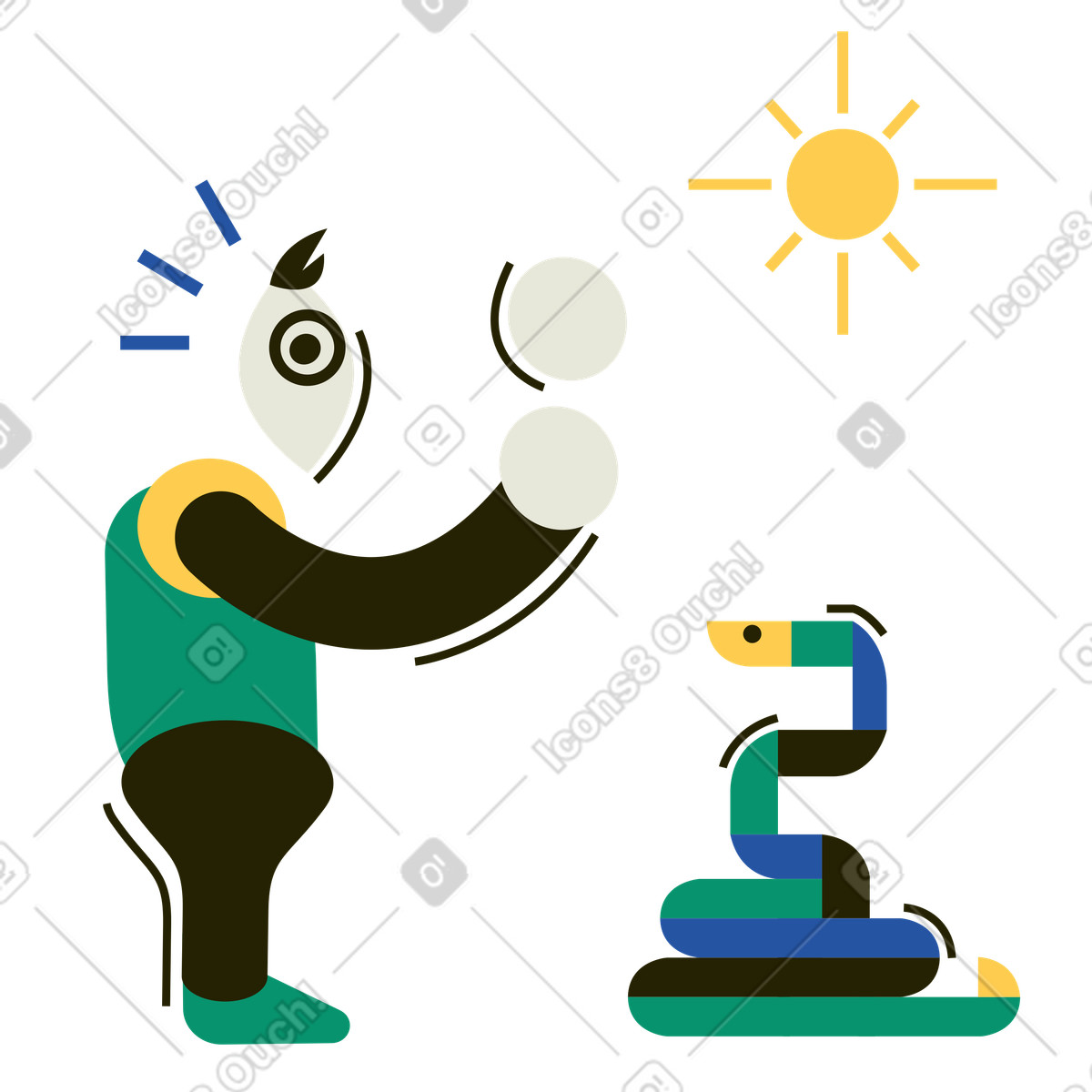 Snake encounter, Unpleasant surprise concept-Illustration im Spot-Stil als Download in PNG, SVG