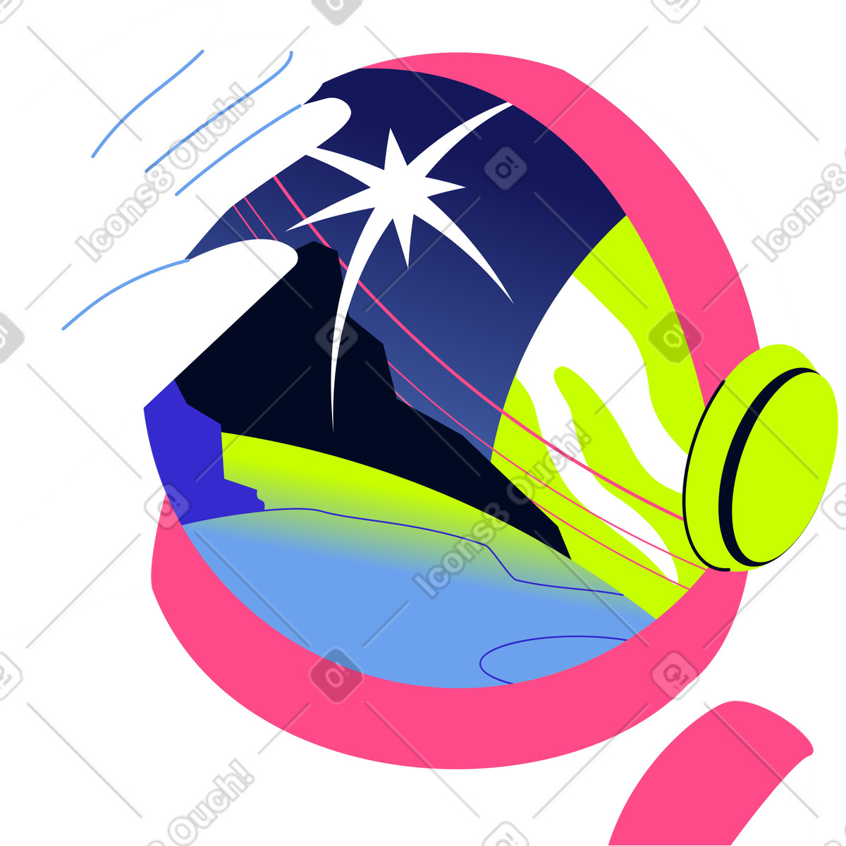 Casco da astronauta con la mano illustrazione in stile Space scarica in PNG, SVG
