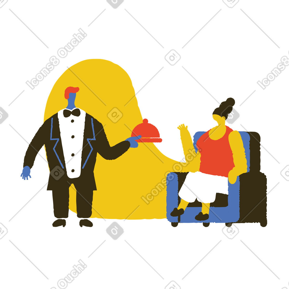 Ilustración Camarero en el restaurante estilo Bermuda a descargar PNG y SVG