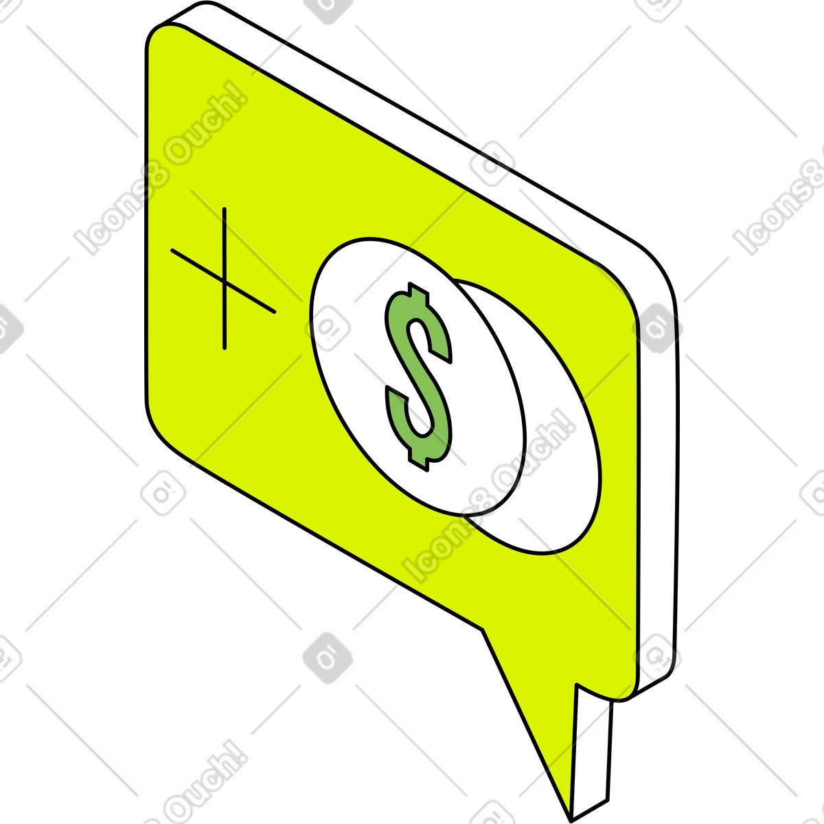 Speech bubble with coins illustration in Isometric style download in PNG, SVG