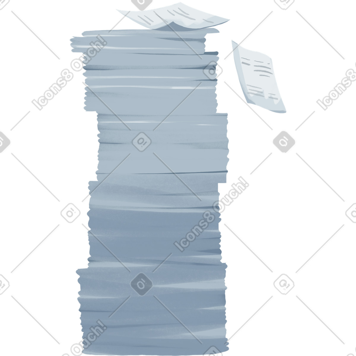 Tall pile of paper-Illustration im Ikigai-Stil als Download in PNG, SVG