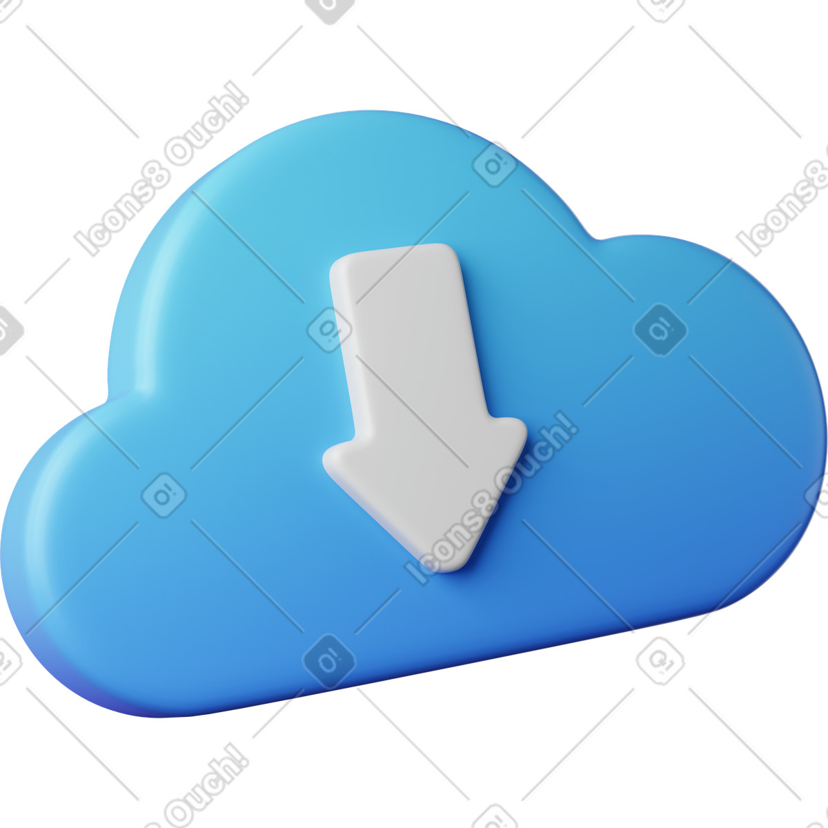 Ilustração de Cloud download arrow symbol for online file storage and backup em no estilo 3D Playful para baixar em PNG, SVG