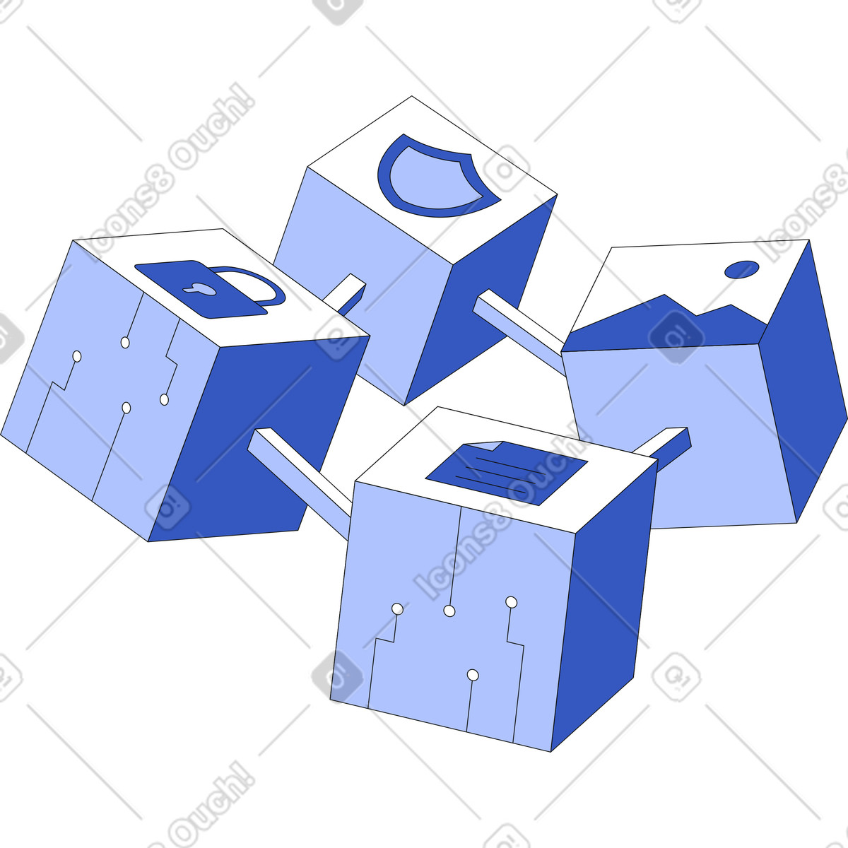 Blockchain illustration in PNG, SVG