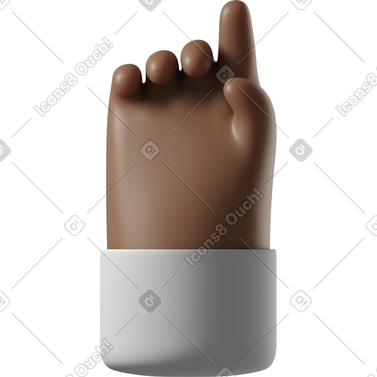3D Hands Fun&Wild スタイルの 上向きの白いシャツのダークブラウンの肌の手 のイラストをPNG、SVG形式でダウンロード