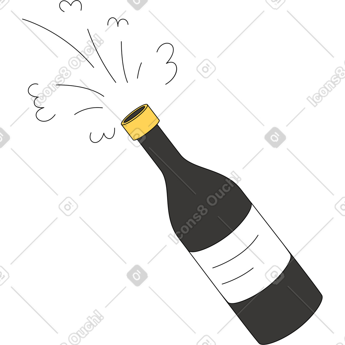Bottiglia di champagne illustrazione in stile Sitcom scarica in PNG, SVG