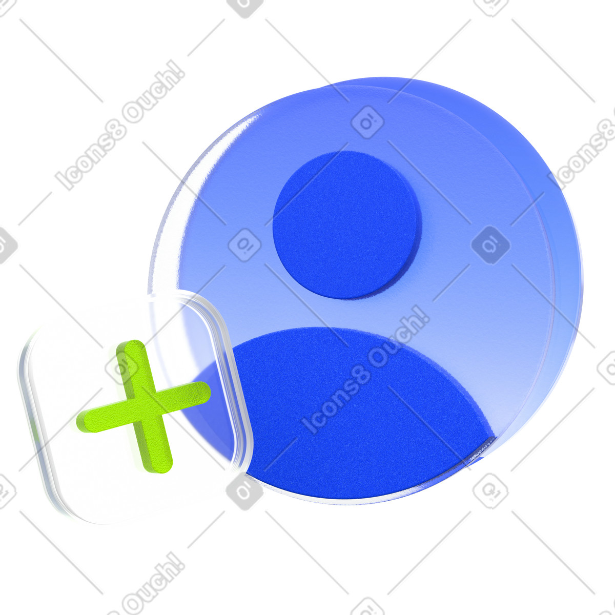 User icon with plus sign illustration in 3D Enterprise style download in PNG, SVG