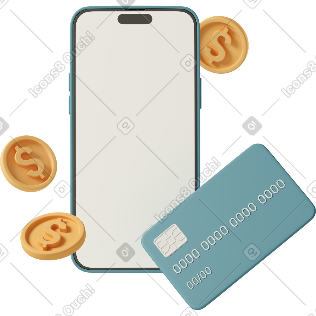 3D Casual life 스타일의 Phone and money 일러스트레이션 PNG, SVG 다운로드