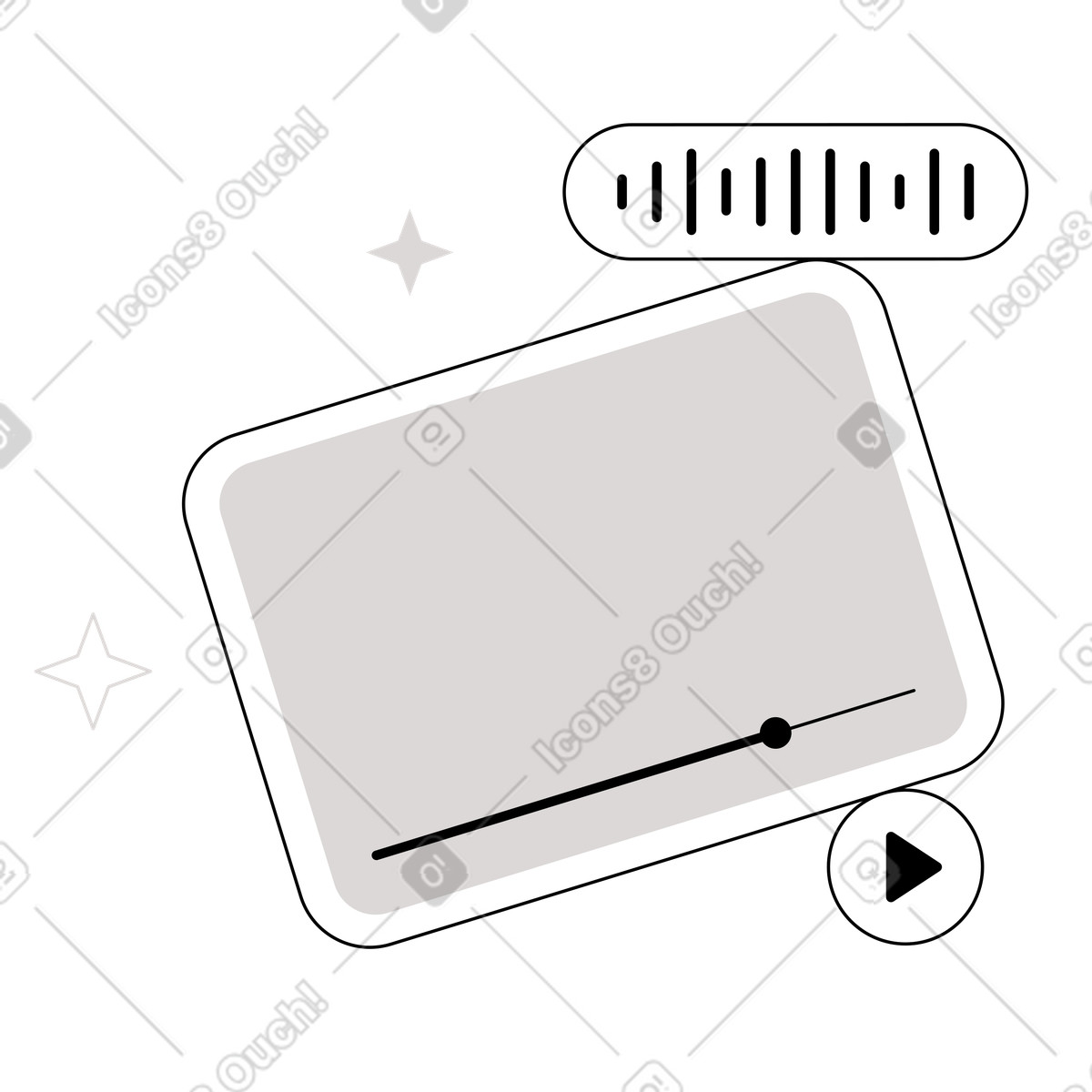 Ilustración Reproducción de contenidos audio y vídeo en la tableta estilo Shade a descargar PNG SVG