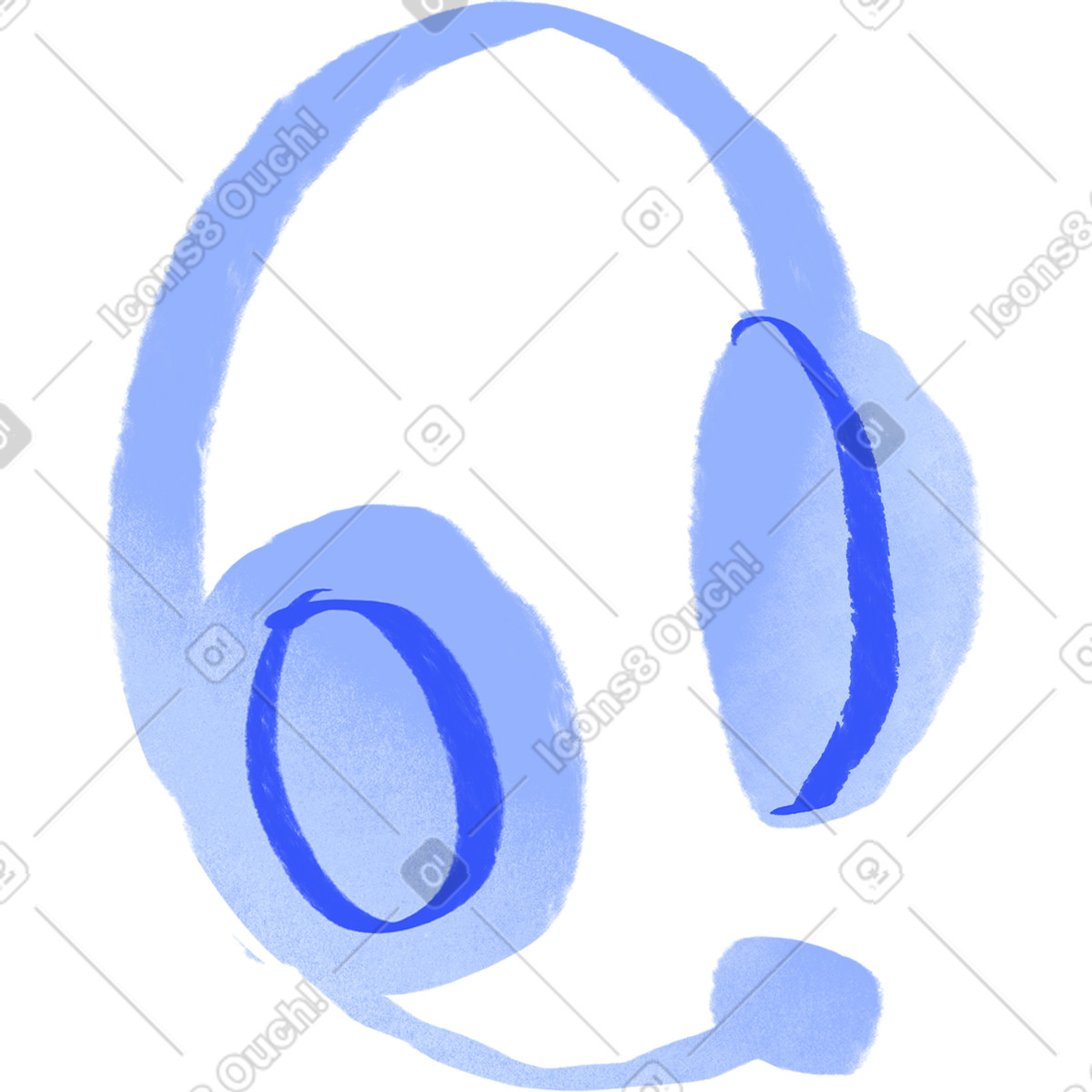 下载 Quirky 风格的 Earphones with microphone 插画，支持 PNG、SVG 格式