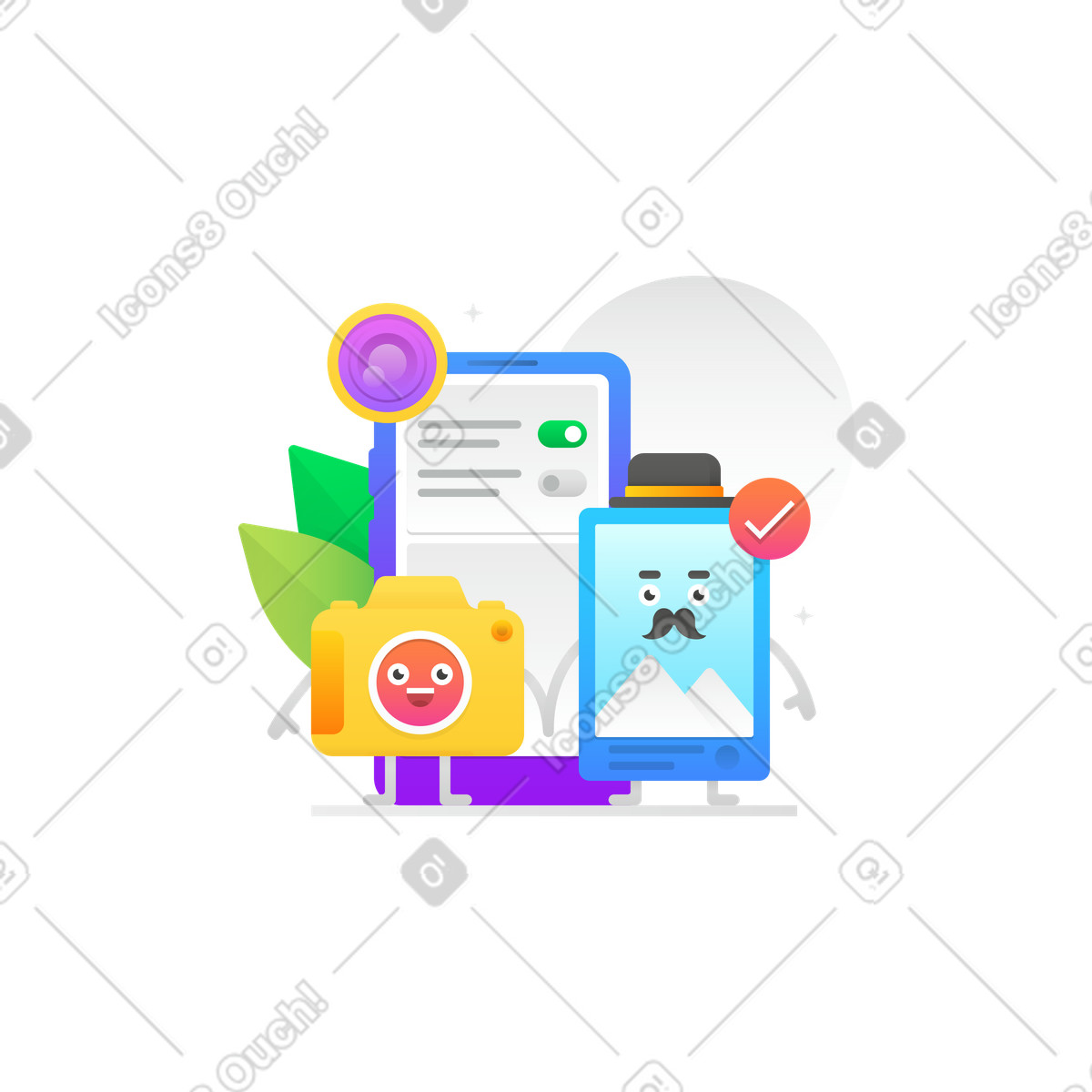 Camera access permission on mobile phone illustration in Hugo style download in PNG, SVG