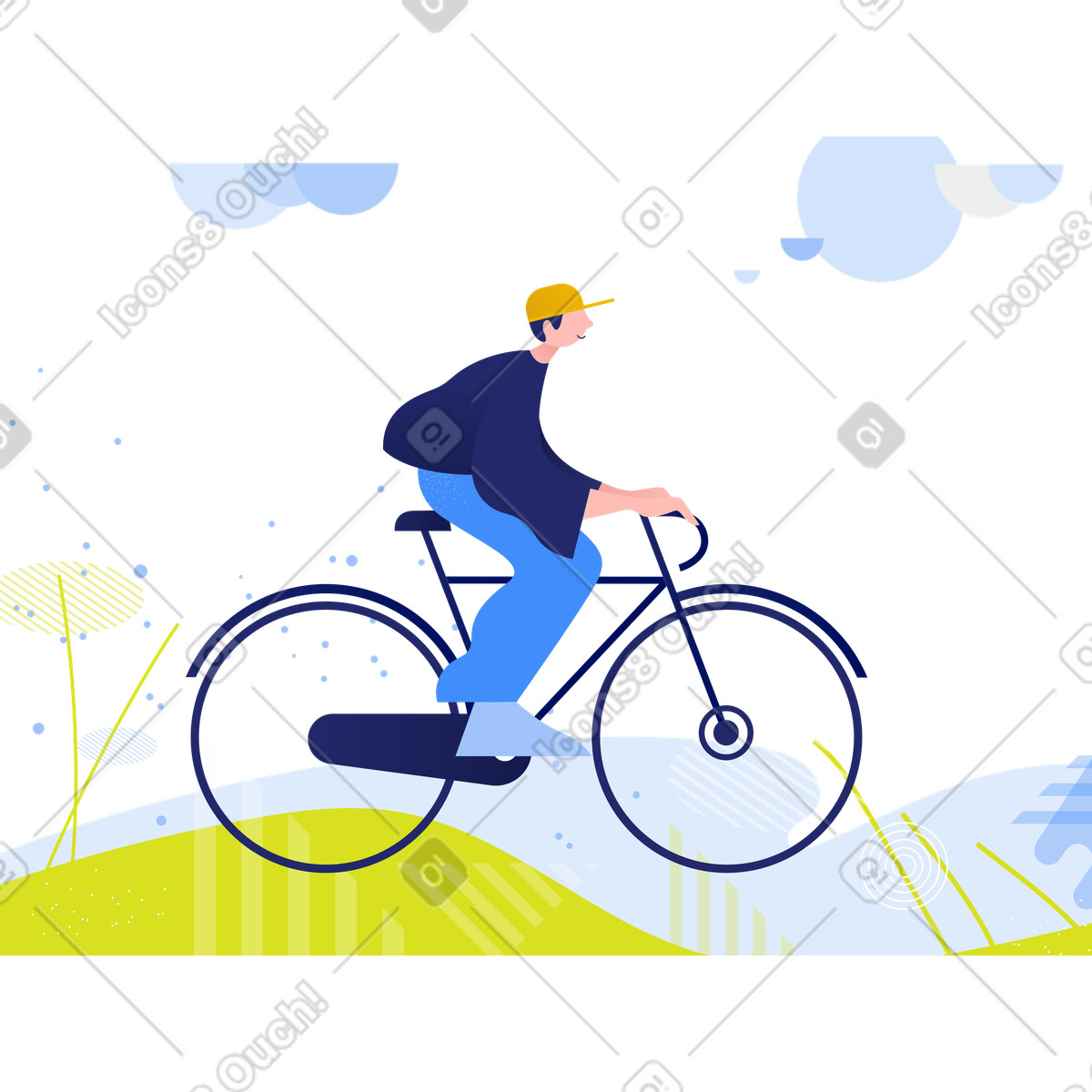 下载 Clip 风格的 在公园和其他休闲区骑自行车。 插画，支持 PNG、SVG 格式