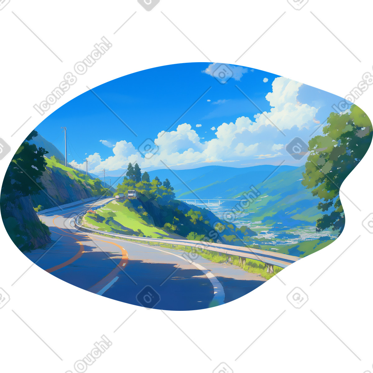 PNG, SVG 형식의 여름 도로 배경 일러스트레이션
