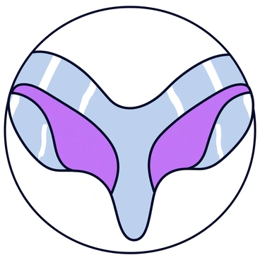 A vulva illustration with a futuristic and metallic aesthetic