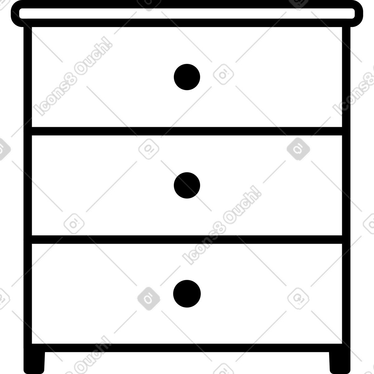 Illustration Commode à trois tiroirs dans le style Transistor télécharger aux formats PNG, SVG