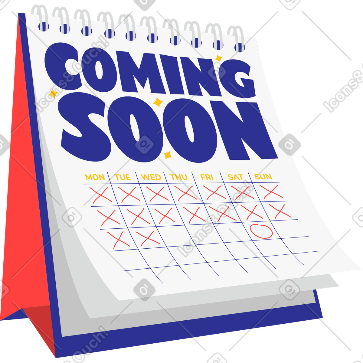 Lettering coming soon table calendar text illustration in style download in PNG, SVG