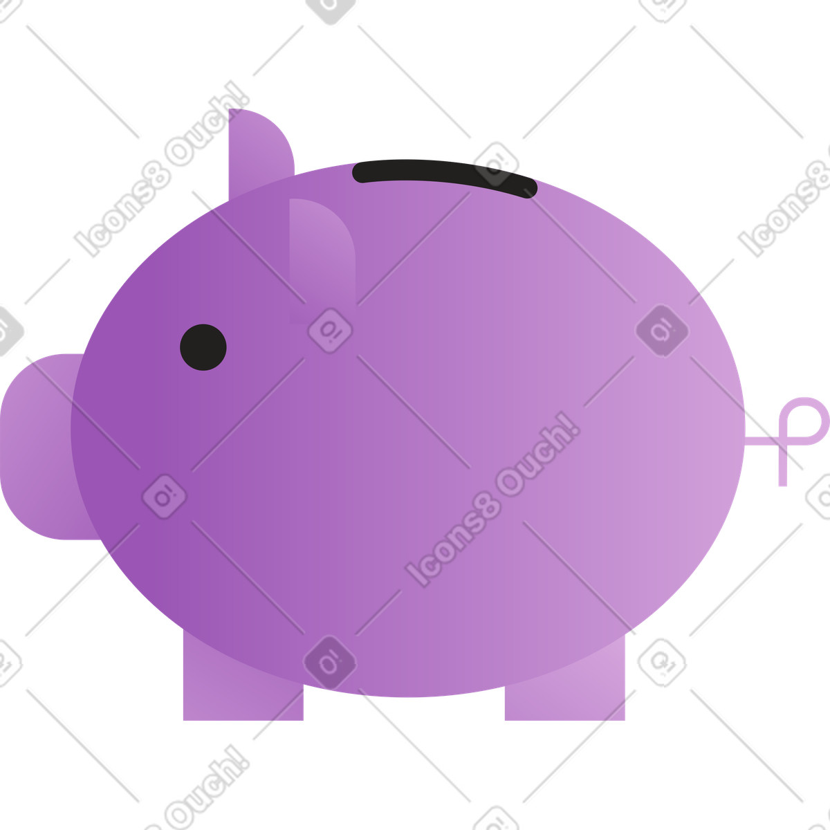 Salvadanaio viola illustrazione in stile Wavy scarica in PNG, SVG