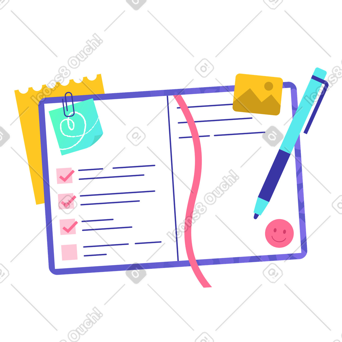 Project Planning Notebook, Business Planning and Task Management Workflow illustration in PNG, SVG