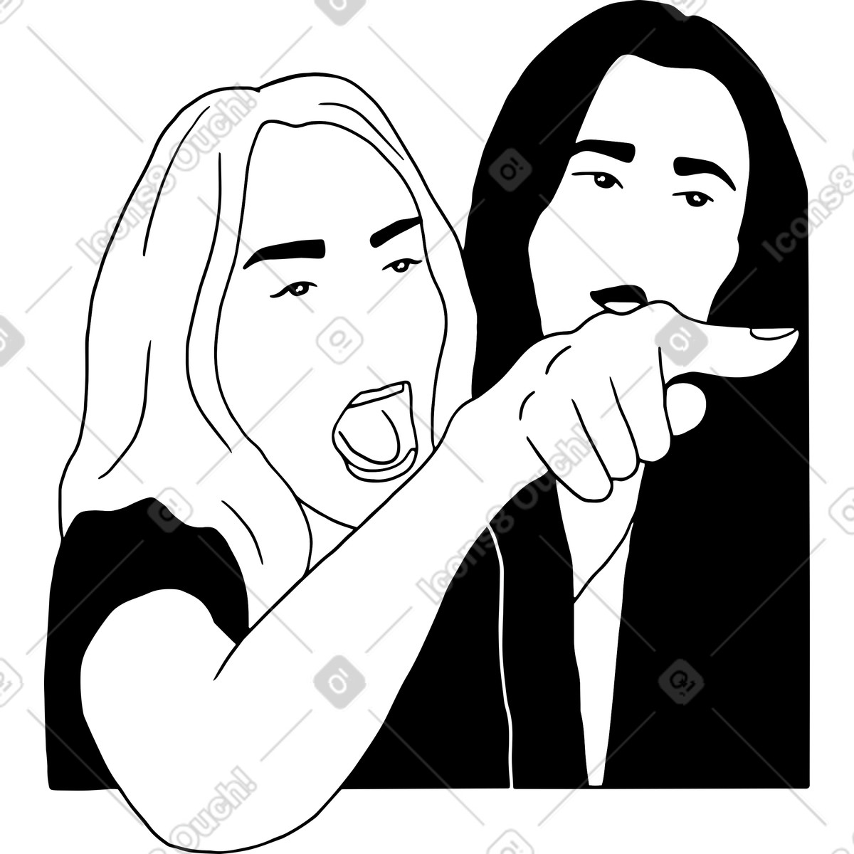 Иллюстрация Кричащая женщина в стиле Dudes — скачать в форматах PNG, SVG