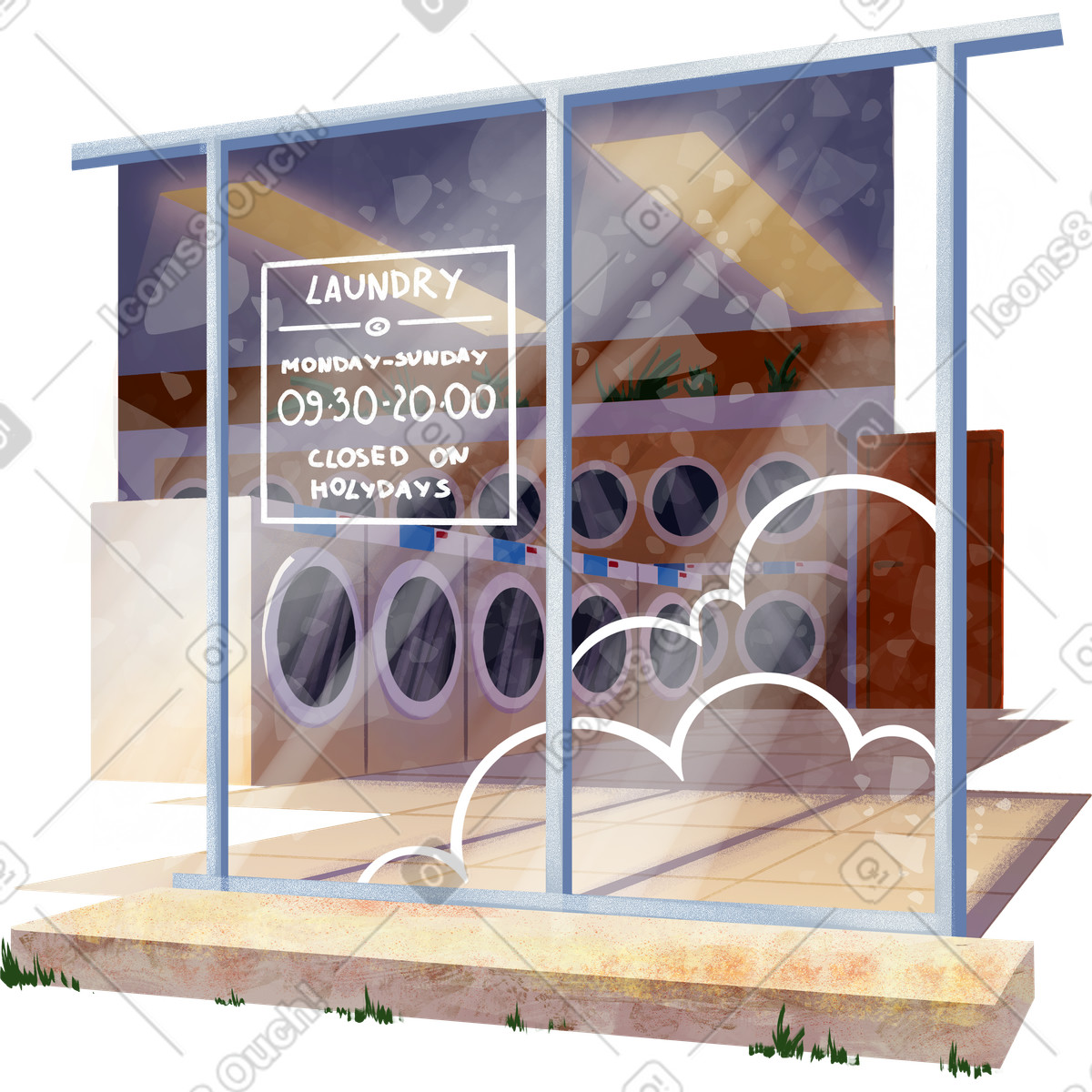 PNG, SVG 형식의 Laundromat entrance 일러스트레이션