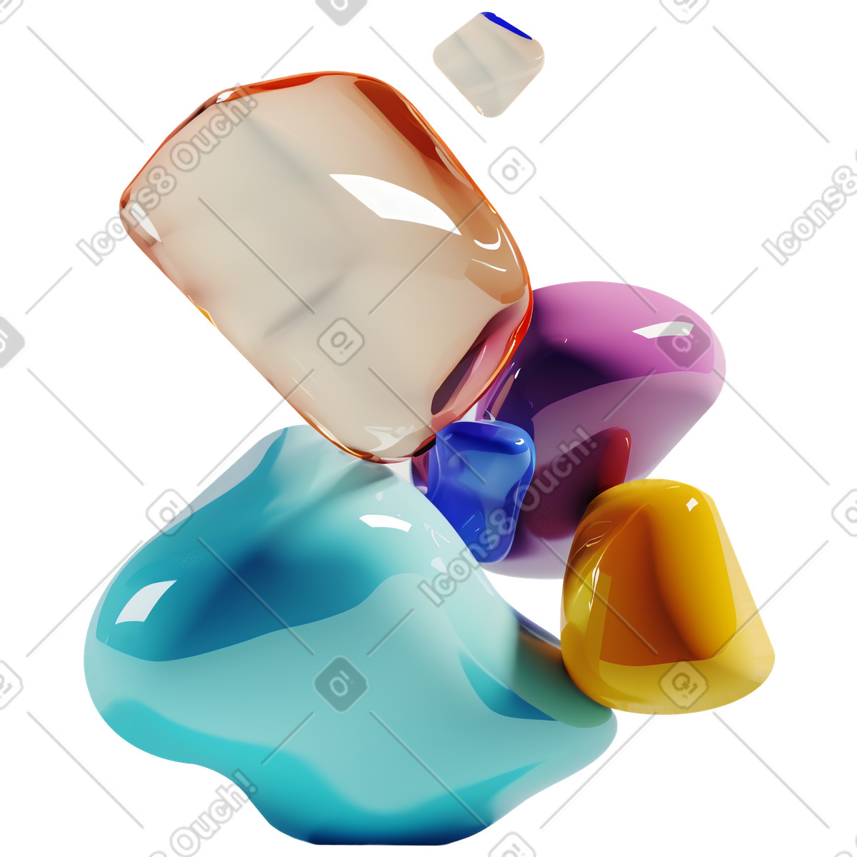 Illustration Formes fluides abstraites de verre dans le style 3D Construction à télécharger aux formats PNG, SVG