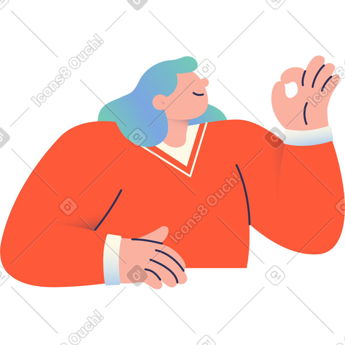 Ilustración Mujer mostrando gesto ok en estilo Beam a descargar en PNG y SVG