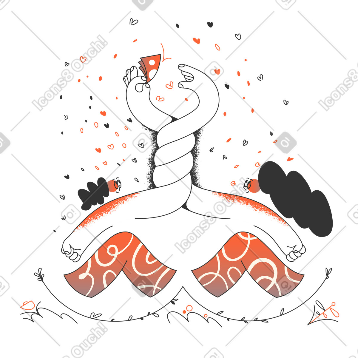 Frau überreicht ihre kreditkarte-Illustration im Crayon-Stil als Download in PNG, SVG