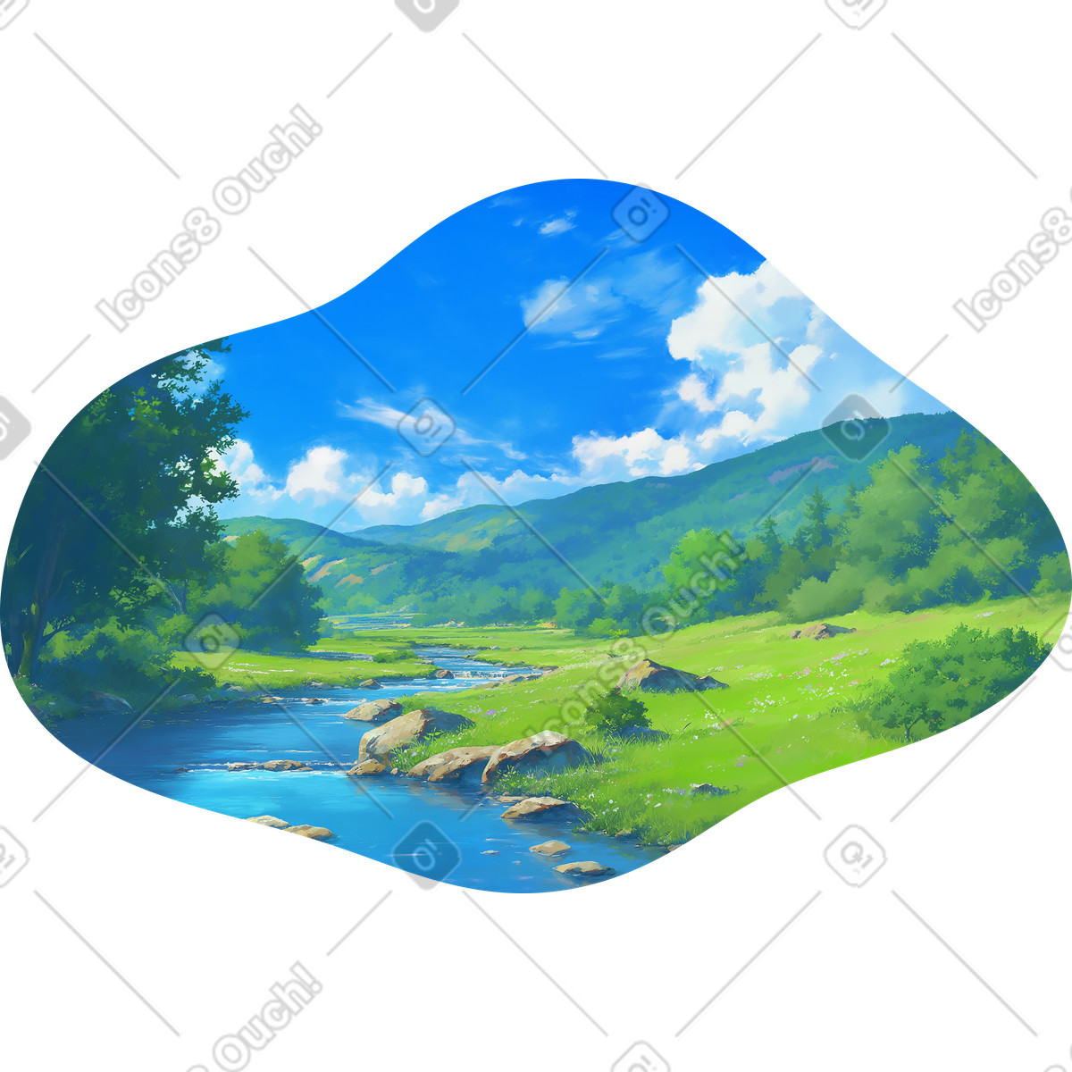 下载 Scenes 风格的 河流背景 插画，支持 PNG、SVG 格式