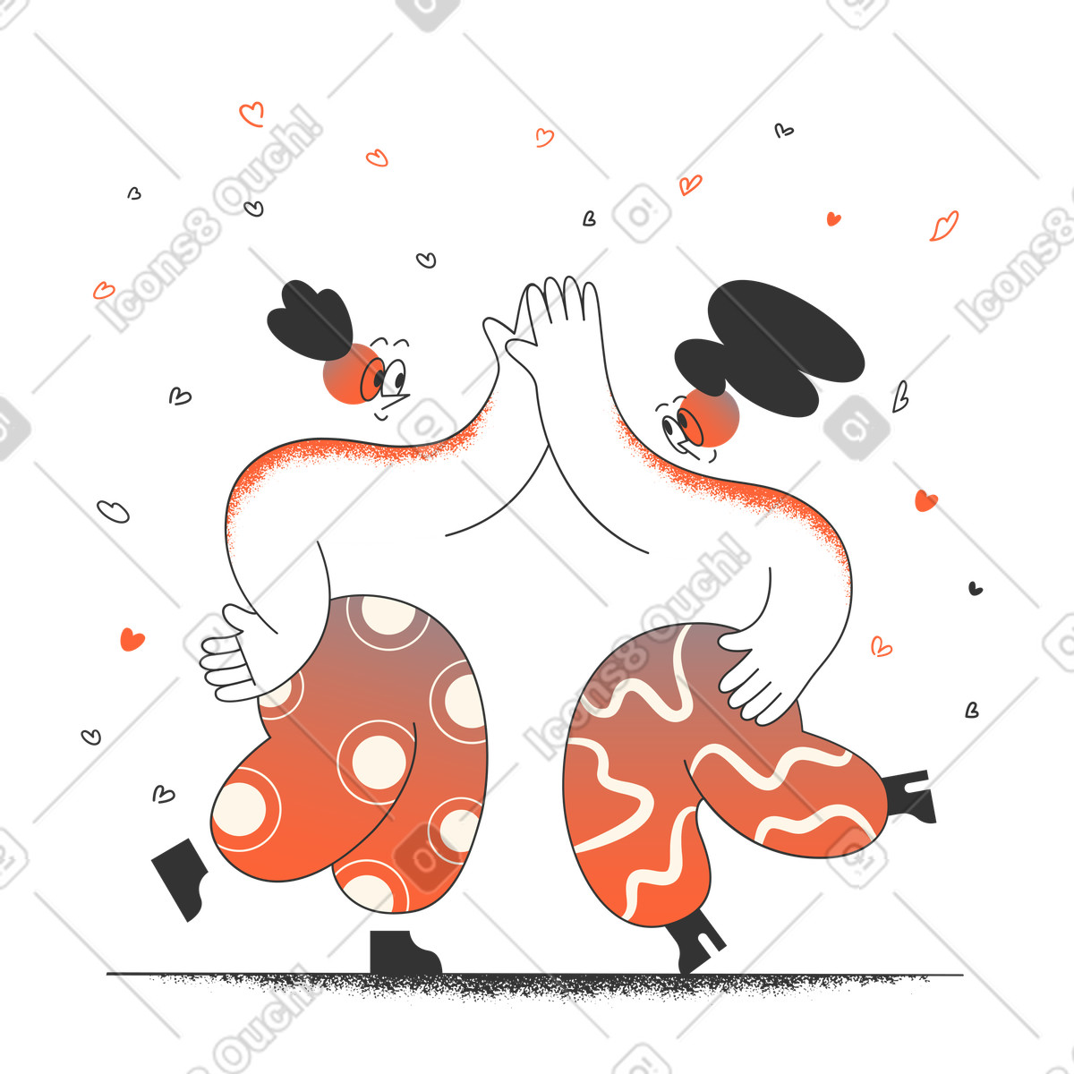 Illustration Couple dansant et se tenant la main dans le style Crayon à télécharger aux formats PNG, SVG