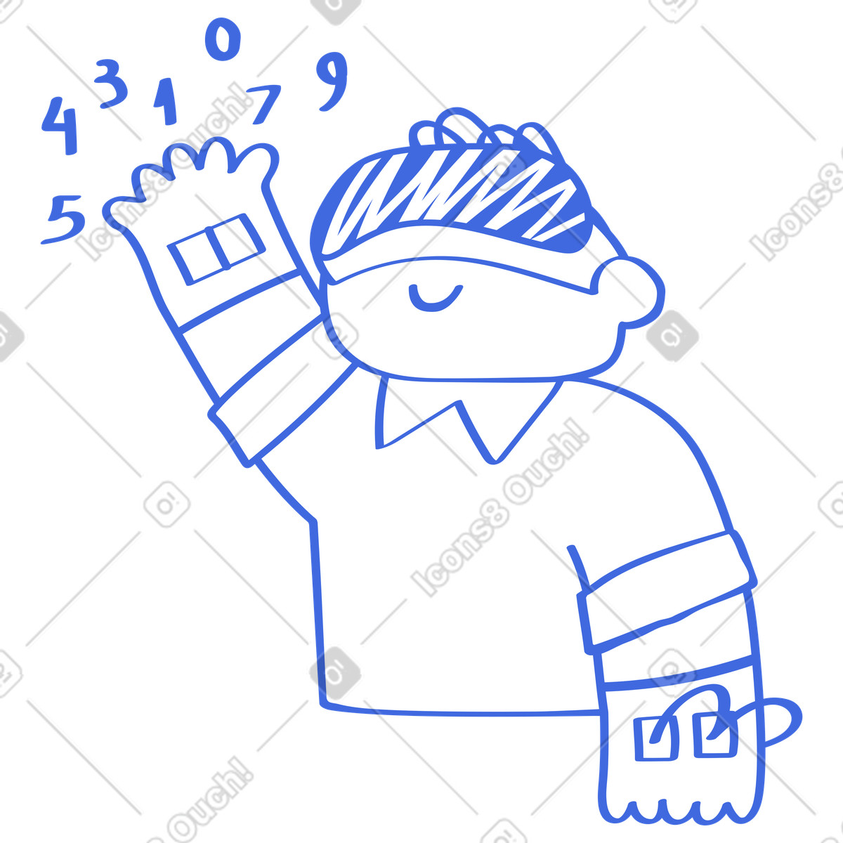 Ballpoint Pen スタイルの Wearable technology armbands with vr visor controlling floating number data のイラストをPNG、SVG形式でダウンロード