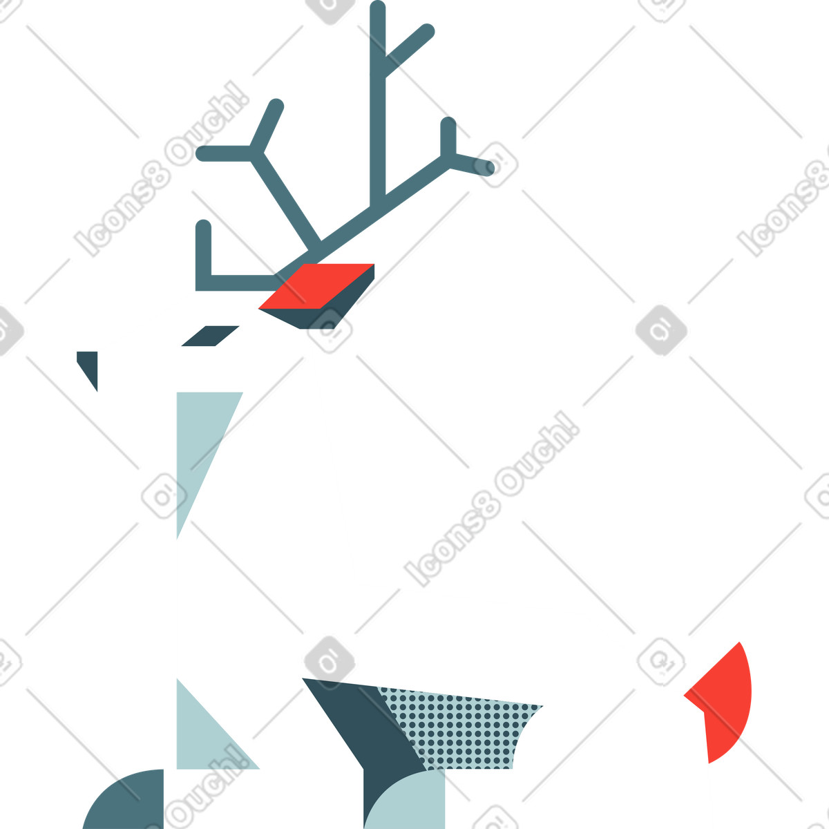 下载 Nordic 风格的 驯鹿 插画，支持 PNG、SVG 格式