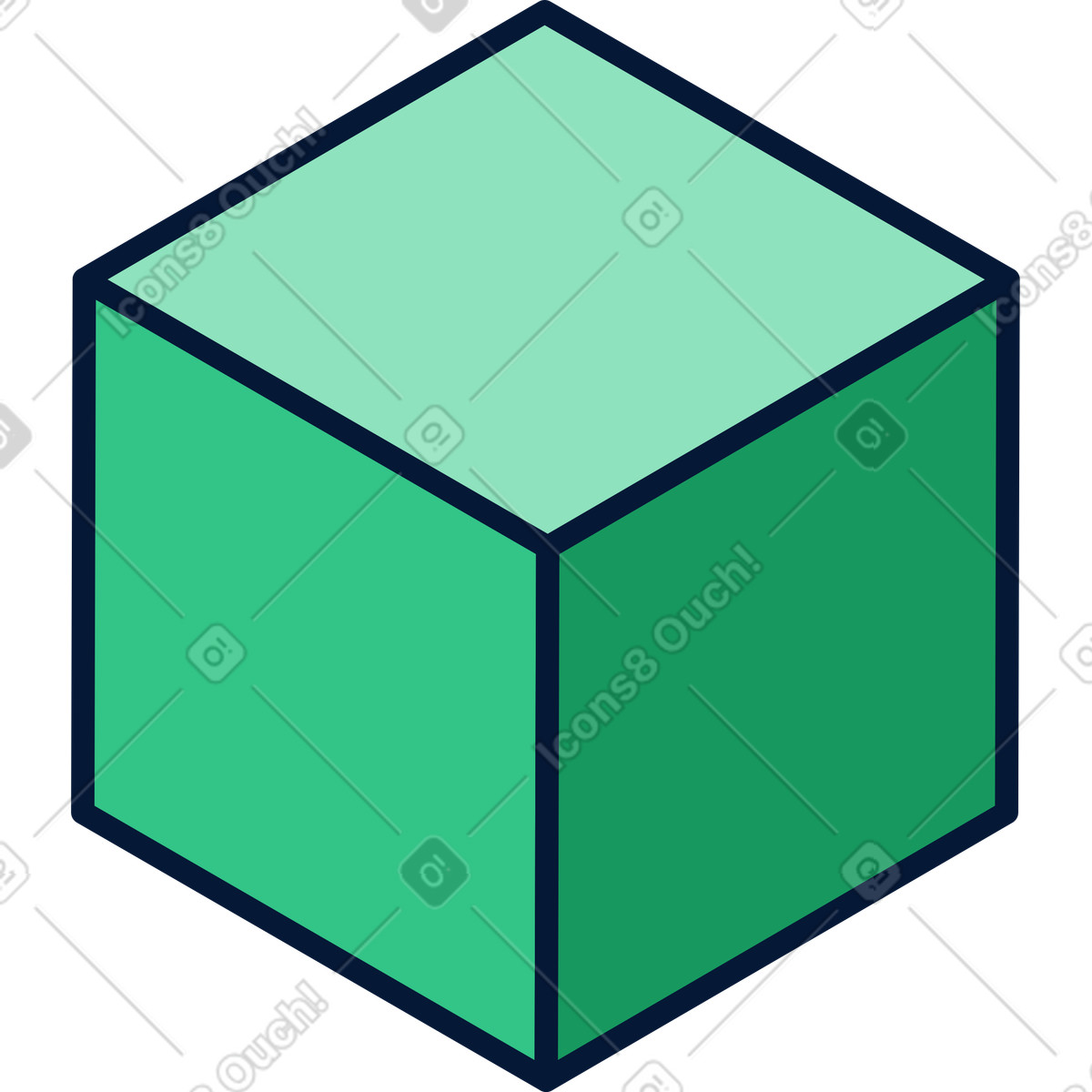 Illustration Cube vert dans le style Neat à télécharger aux formats PNG, SVG
