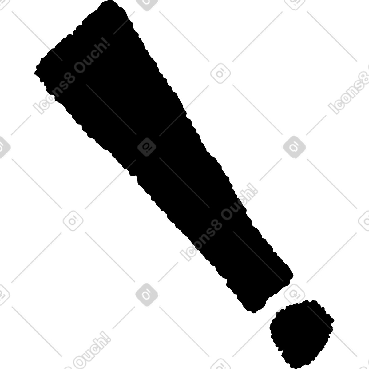 Ilustração de Exclamation mark bold silhouette punctuation symbol with rough edges em no estilo Black Chalk para baixar em PNG, SVG