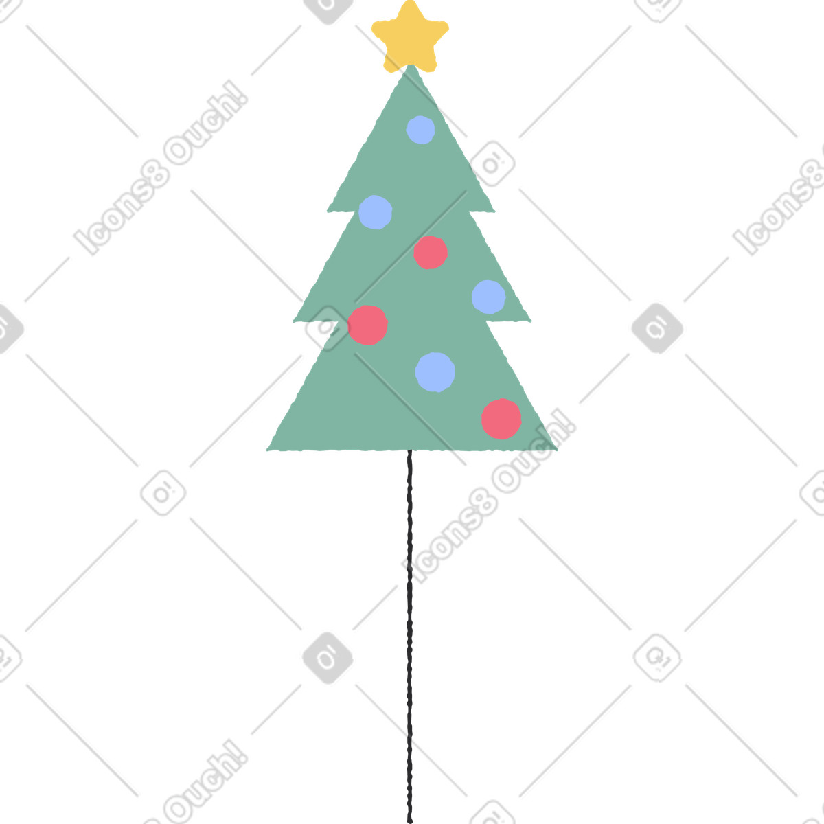 Christmas tree illustration in Pablo style download in PNG, SVG