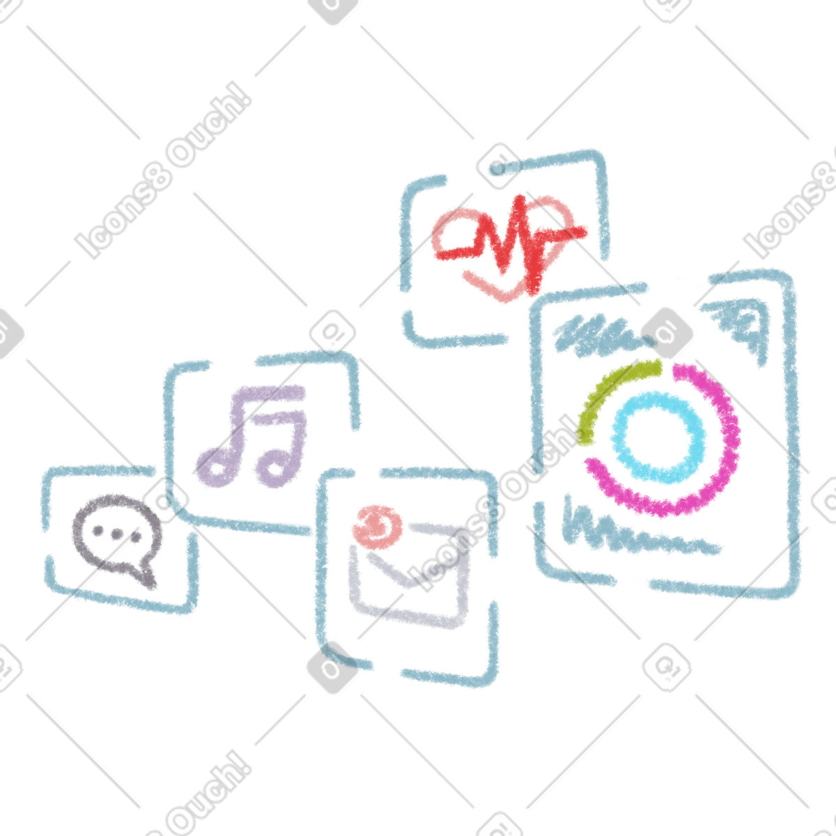 Ilustración Smart watch pop-up windows en estilo Sketchbook a descargar en PNG y SVG